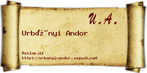 Urbányi Andor névjegykártya