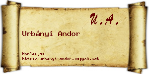 Urbányi Andor névjegykártya